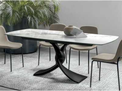 Italian-designed extendable table with porcelain marble top - AALMA GIRO Italian-designed extendable table with porcelain marble top - AALMA GIRO