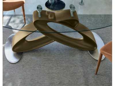 Designer table with fixed tempered glass top - ALESSANDRO OVAL