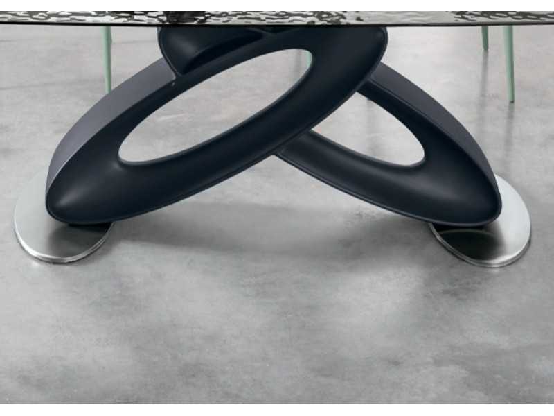 Designer table with fixed tempered glass top - ALESSANDRO OVAL