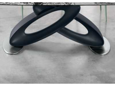 Designer table with fixed tempered glass top - ALESSANDRO OVAL