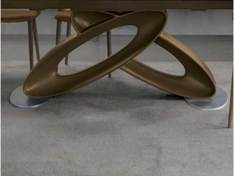 Designer table with fixed tempered glass top - ALESSANDRO OVAL