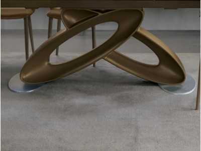 Designer table with fixed tempered glass top - ALESSANDRO OVAL