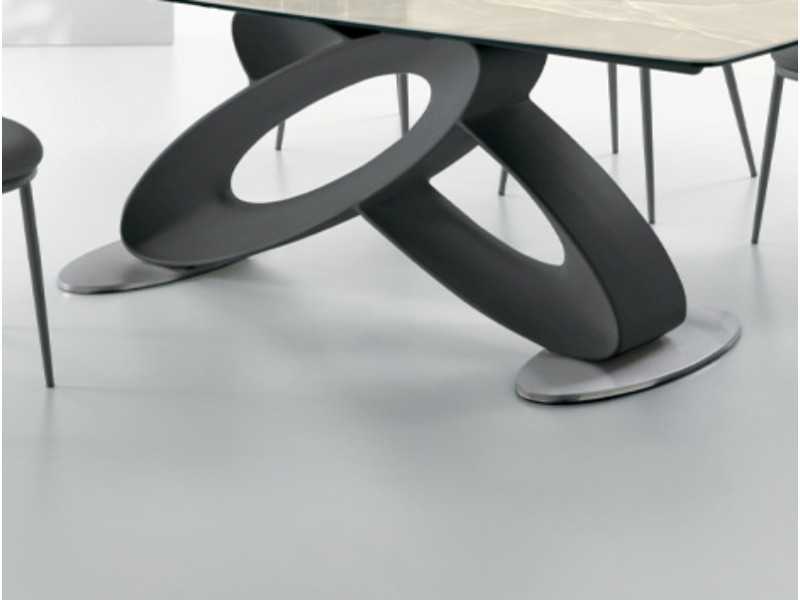Designer table with fixed tempered glass top - ALESSANDRO OVAL