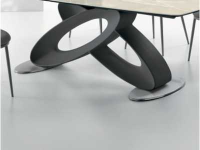 Designer table with fixed tempered glass top - ALESSANDRO OVAL