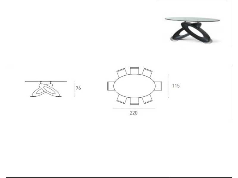 Mesa de diseño con tapa fija de cristal templado - ALESSANDRO OVAL