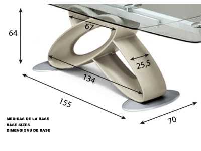 Designer table with fixed tempered glass top - ALESSANDRO OVAL