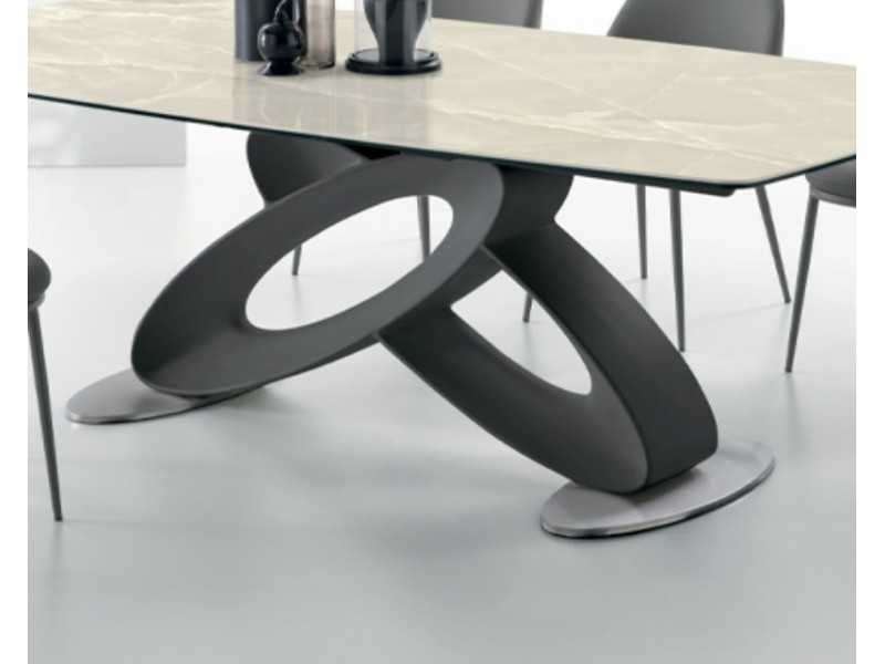 Mesa de diseño con tapa fija de cristal ondulado o mármol porcelánico - ALESSANDRO FIJA