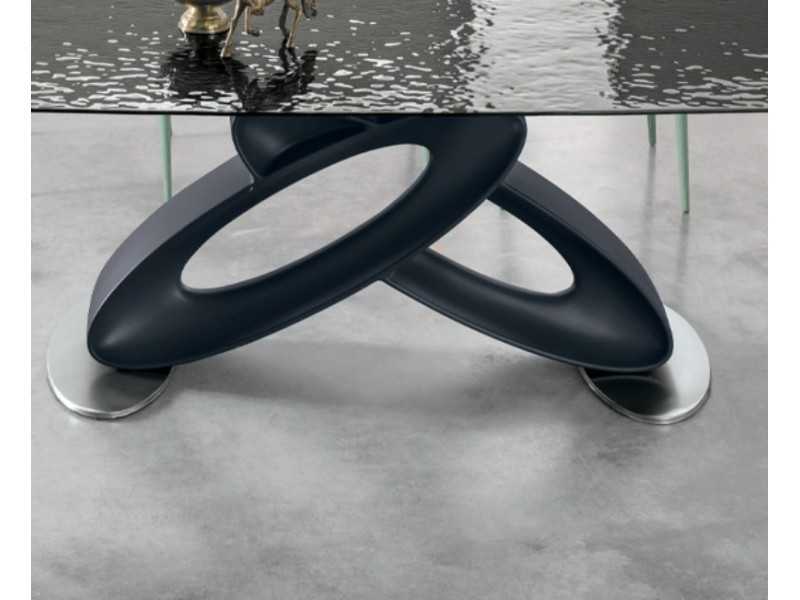 Mesa de diseño con tapa fija de cristal ondulado o mármol porcelánico - ALESSANDRO FIJA