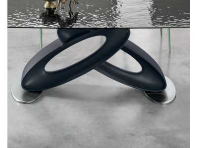 Table design avec plateau fixe en verre ondulé ou en marbre porcelaine - ALESSANDRO FIJA