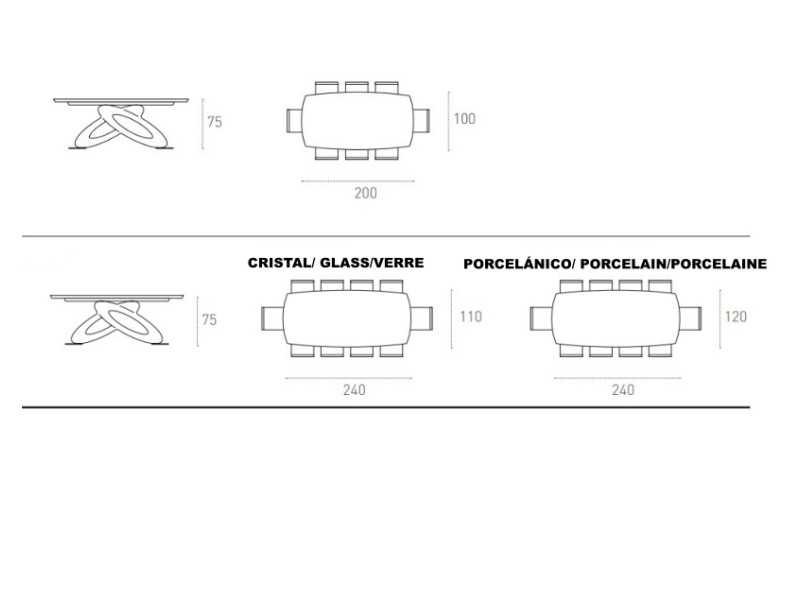 Designer table with fixed top in corrugated glass or porcelain marble - ALESSANDRO FIJA