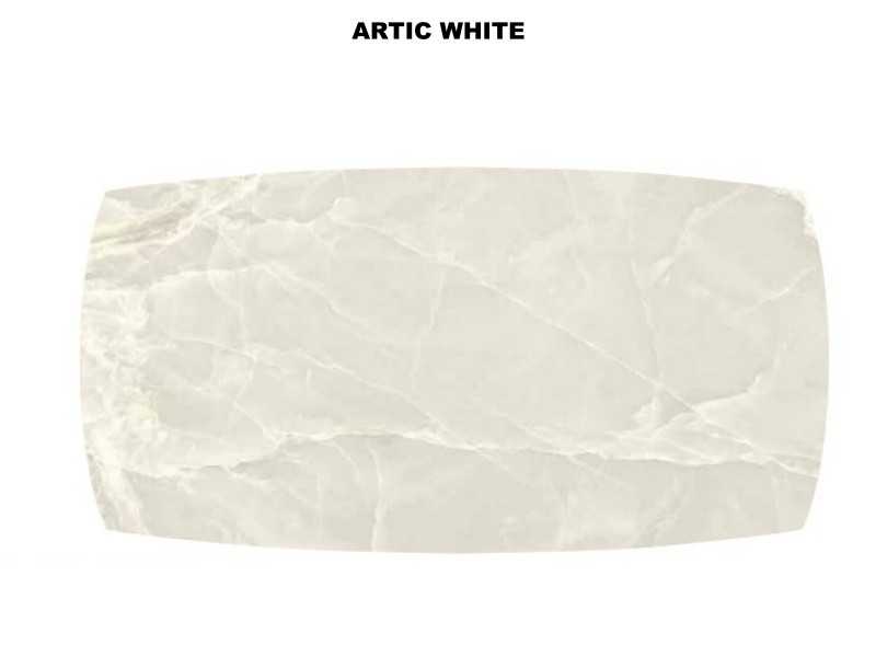 Mesa de diseño con tapa fija de cristal ondulado o mármol porcelánico - ALESSANDRO FIJA