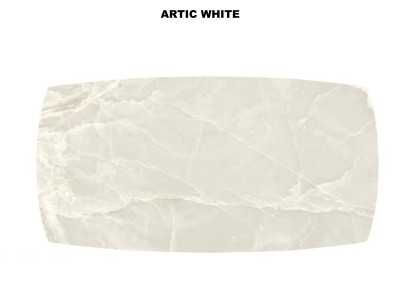 Table design avec plateau fixe en verre ondulé ou en marbre porcelaine - ALESSANDRO FIJA