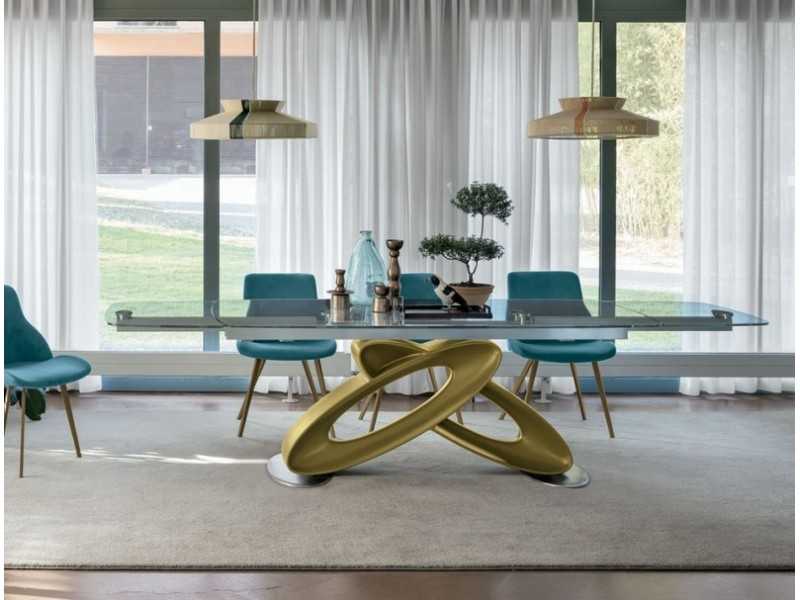 Mesa de diseño con tapa extensible de cristal templado - ALESSANDRO VERRE