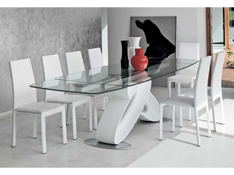 Designer table with extendable tempered glass top - ALESSANDRO VERRE