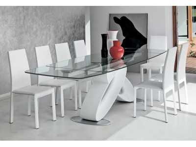 Designer table with extendable tempered glass top - ALESSANDRO VERRE
