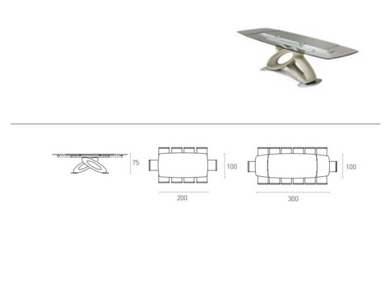 Mesa de diseño con tapa extensible de cristal templado - ALESSANDRO VERRE