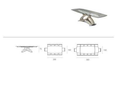 Designer table with extendable tempered glass top - ALESSANDRO VERRE