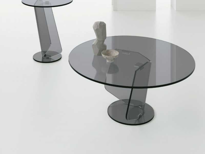 Table basse ronde en verre trempé - ADRIANO