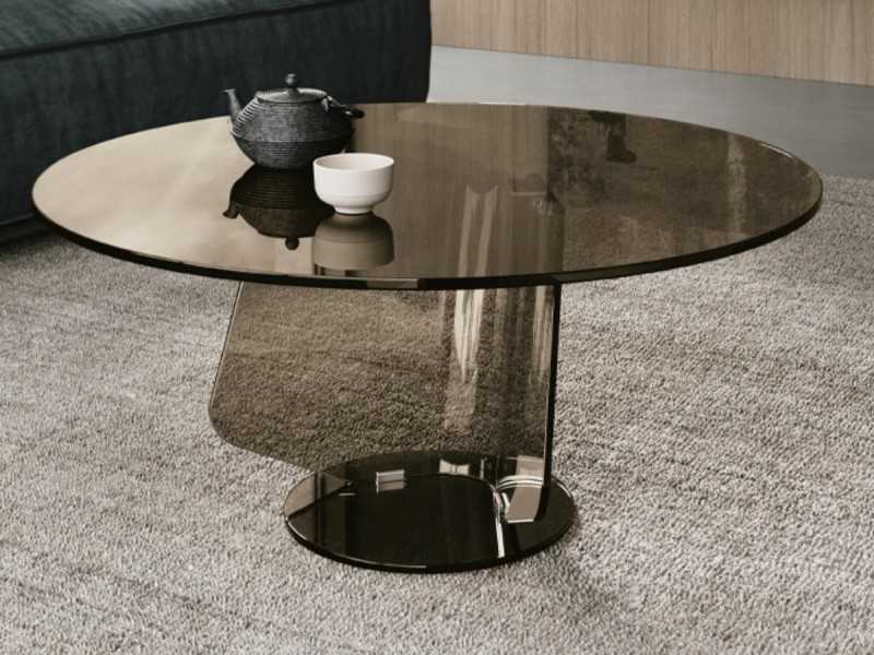 Table basse ronde en verre trempé - ADRIANO
