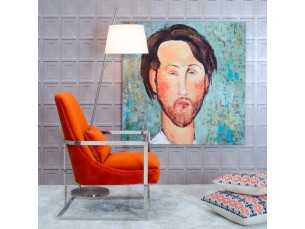 Fauteuil tapissé en velours orange et acier inoxydable - NOVA 2