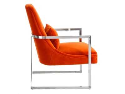 Fauteuil tapissé en velours orange et acier inoxydable - NOVA Fauteuil tapissé en velours orange et acier inoxydable - NOVA
