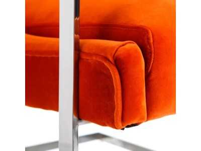 Fauteuil tapissé en velours orange et acier inoxydable - NOVA Fauteuil tapissé en velours orange et acier inoxydable - NOVA