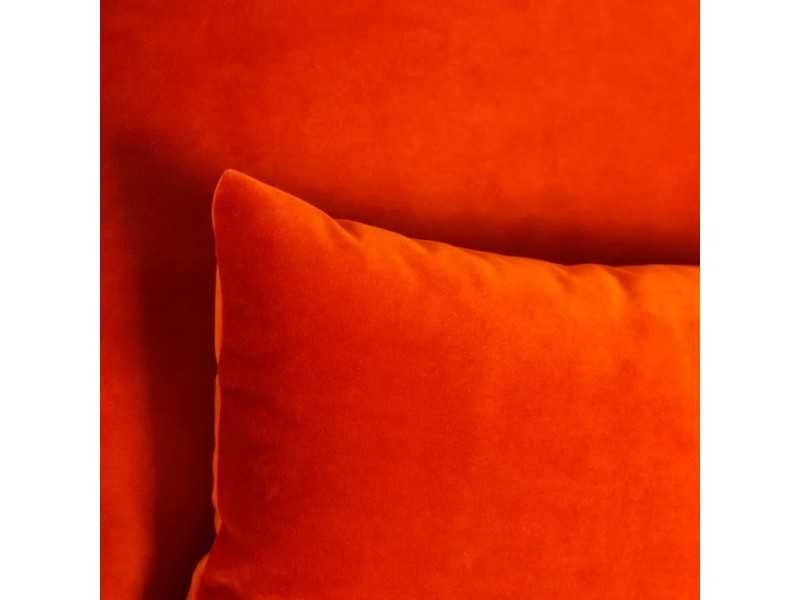 Fauteuil tapissé en velours orange et acier inoxydable - NOVA