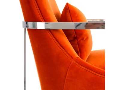 Fauteuil tapissé en velours orange et acier inoxydable - NOVA Fauteuil tapissé en velours orange et acier inoxydable - NOVA