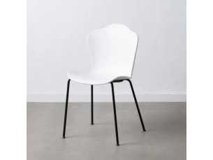 Outdoor chair in white polyurethane and iron legs - ALMA BLANCO