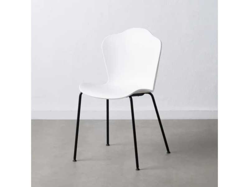 Outdoor chair in white polyurethane and iron legs - ALMA BLANCO