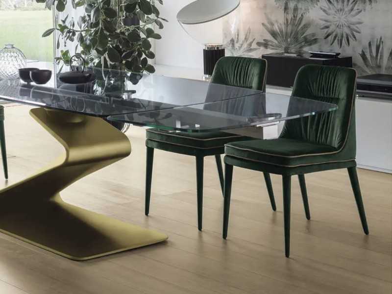Table extensible avec plateau en verre trempé transparent - ADALGISA CRISTAL