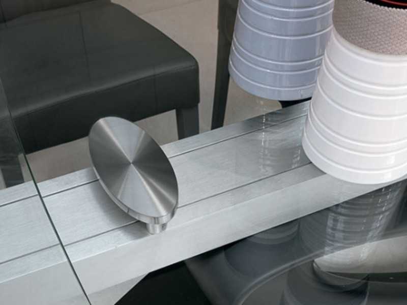 Mesa extensible con tapa de cristal templado transparente - ADALGISA CRISTAL