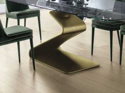 Extendable table with clear tempered glass top - ADALGISA CRISTAL