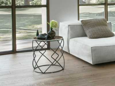 Table d'appoint en acier laqué avec plateau en marbre porcelaine - AVA