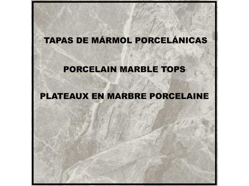 Table d'appoint en acier laqué avec plateau en marbre porcelaine - AVA