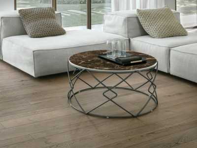 Mesa de centro en acero lacado y tapa de mármol porcelánico - AVA