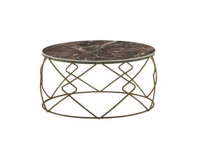 Table basse en acier laqué avec plateau en marbre porcelaine - AVA Table basse en acier laqué avec plateau en marbre porcelaine - AVA