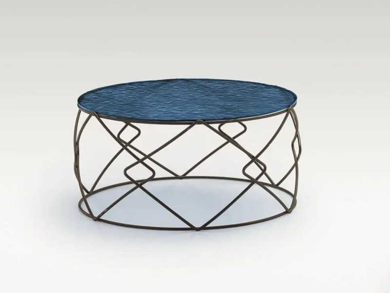 Mesa de centro en acero lacado y tapa de mármol porcelánico - AVA