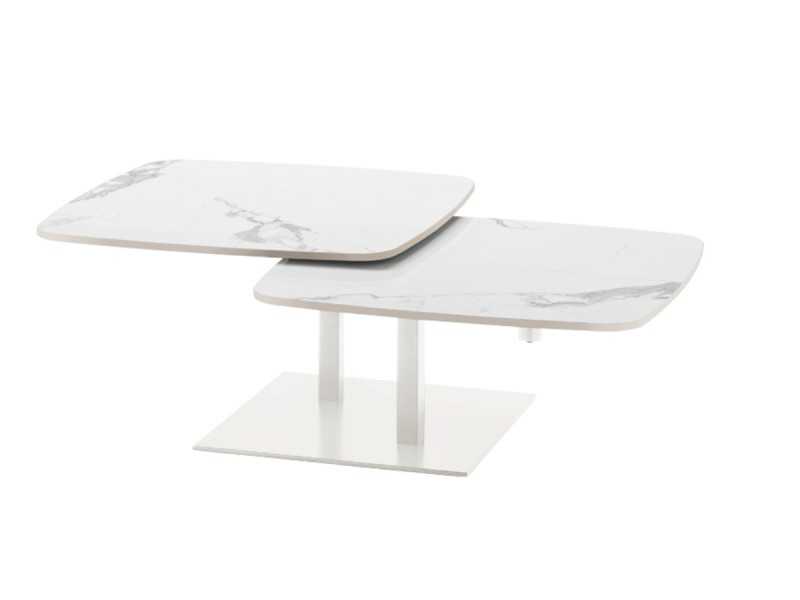 Table basse avec base en acier inoxydable laqué et plateau en marbre porcelaine - AALST