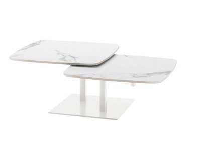Mesa de centro con base en acero inoxidable lacado y tapas de mármol porcelánico - AALST