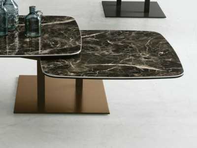 Coffee table with lacquered stainless steel base and porcelain marble top - AALST Coffee table with lacquered stainless steel base and porcelain marble top - AALST