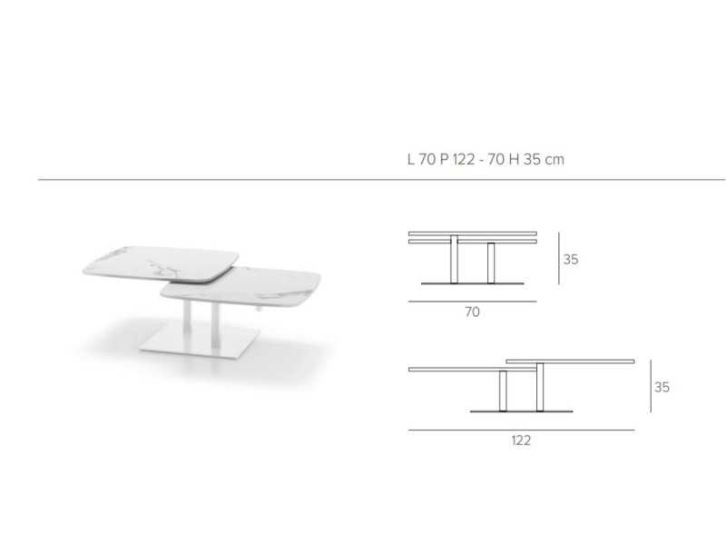 Mesa de centro con base en acero inoxidable lacado y tapas de mármol porcelánico - AALST