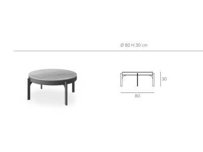 Round coffee table in lacquered stainless steel with porcelain marble top - ABBIE