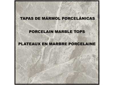 Mesa de centro redonda de acero inoxidable lacado y tapa de mármol porcelánico - ABBIE