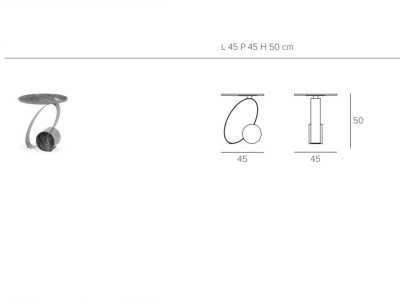 Mesa de rincón con base de acero inoxidable lacado y tapa de mármol porcelánico - ABANN Mesa de rincón con base de acero inoxidable lacado y tapa de mármol porcelánico - ABANN