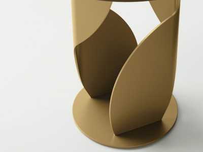 Lacquered stainless steel side table with glass top - ABILLENT Lacquered stainless steel side table with glass top - ABILLENT