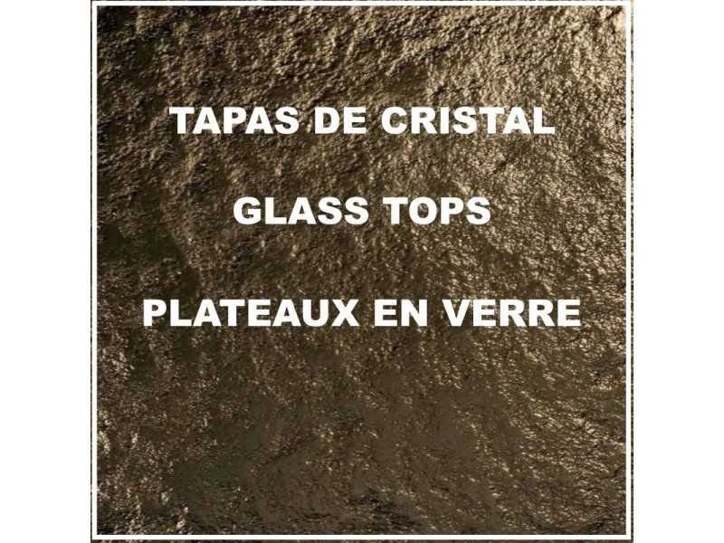 Mesa auxiliar de acero inoxidable lacado y tapa de cristal - ABILLENT