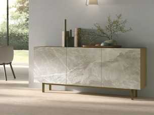 Designer sideboard with porcelain marble door fronts - AMBERES