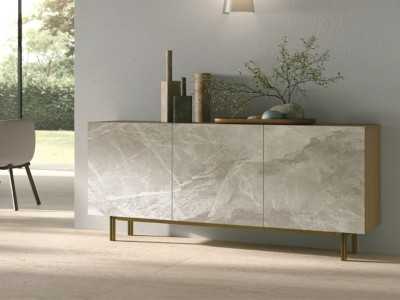 Buffet design avec façades en marbre porcelaine - AMBERES