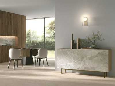 Buffet design avec façades en marbre porcelaine - AMBERES